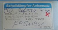 2. Auspuff Anbausatz VW Golf 2 II Typ 19E Jetta 2 II 1,05l 1,3l